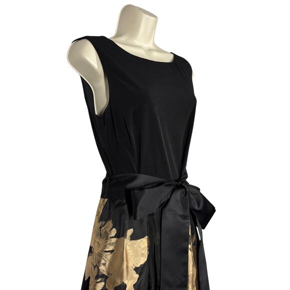 Ellen Tracy Formal Dress Gown Sleeveless Floral Organza Skirt Black - 8 - Picture 2 of 10